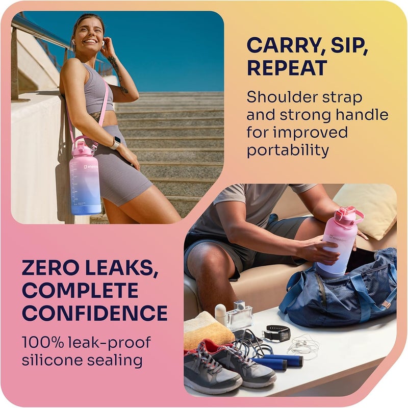 EnergyBud 1 Gallon Water Bottle with 128 oz Capacity - Motivational Time Markers for Daily Hydration Goals - Leakproof BPA Free Tritan with Removable Straw - Image 4